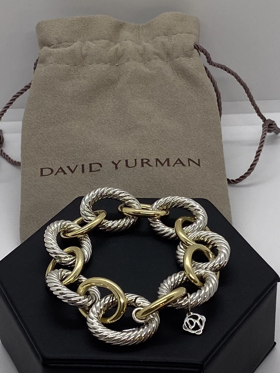 David Yurman Sterling Silver 14K Yellow Gold Plated Graduated Cable Oval  Link Ne at 1stDibs | is david yurman gold plated, linkne, david yurman  large oval link necklace