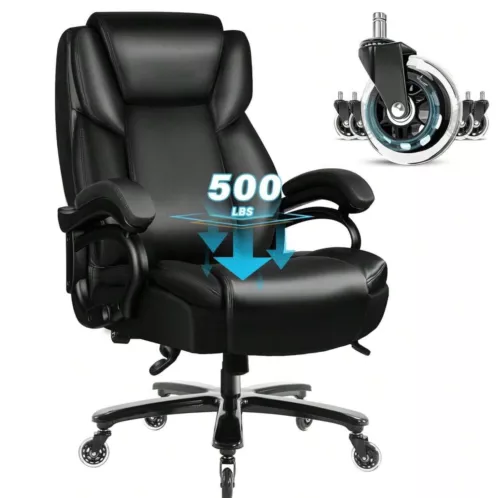 500lbs Heavy Duty big and tall office Chair Ergonomic Quiet Rubber Wheels wide