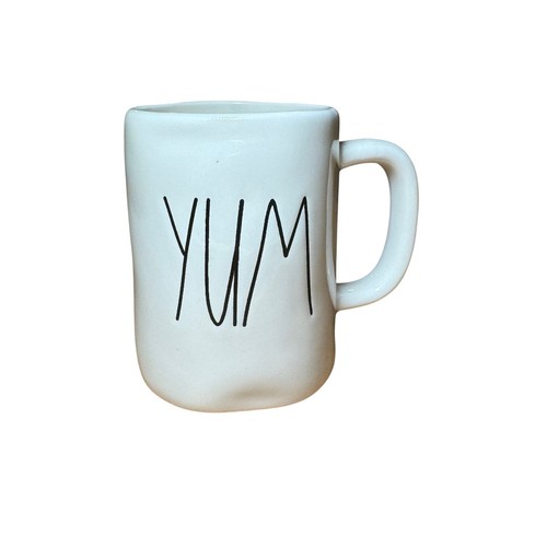 Rae Dunn Coffee Mug Cup YUM White Magenta Dishwasher Safe Farmhouse Decor Cute