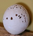 Vintage Folk Art Ostrich Egg Art Carved Leopards Art Intricate Detail 7 1/2×6"