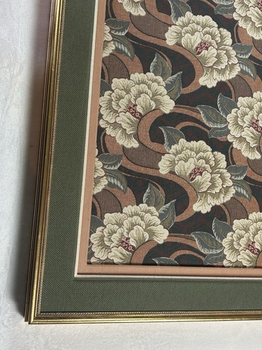 Framed Textile Wall Art Peony Floral Fabric Panel 32x43 Vintage Gold Frame - Picture 22 of 23