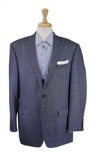 Lauren Ralph Lauren Mens Blue Windowpane Wool Silk 2-Btn Sportcoat Blazer 44L