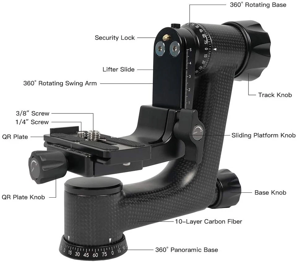 SIRUI PH-Series Carbon Fiber Gimbal Head (PH-10) ph10 - Image 2 of 4