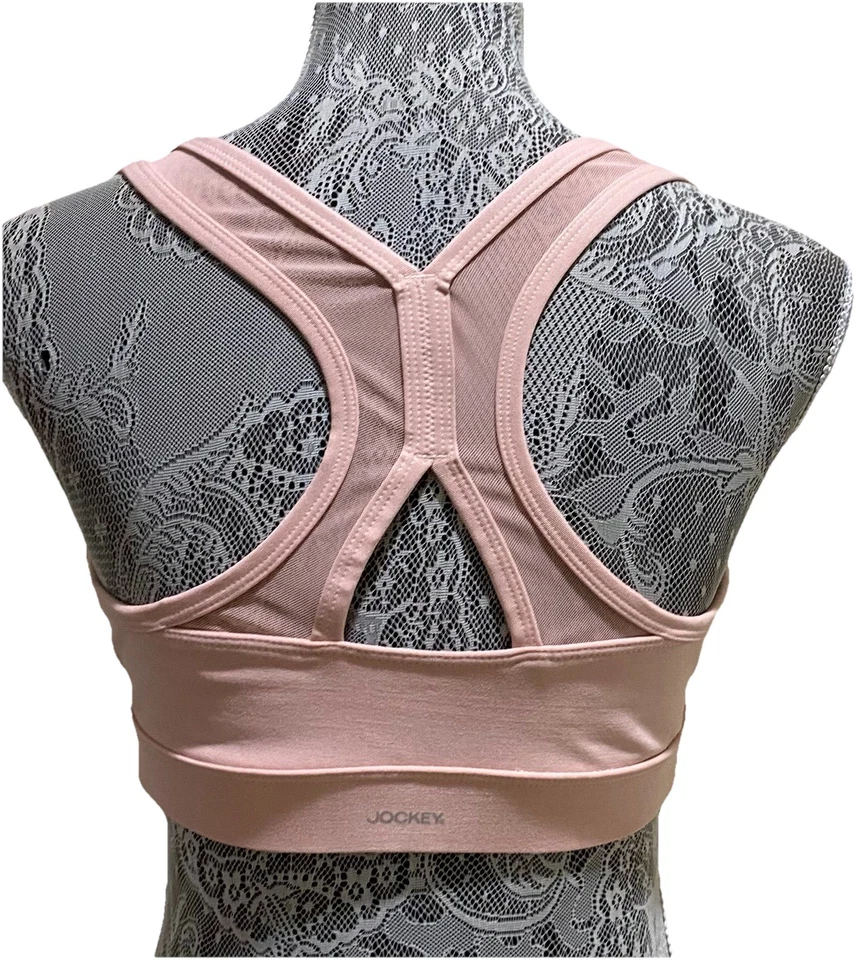 Jockey Sports Bra Size L Pink Medium Support Zip Front Activewear Athletic - Image 3 of 4