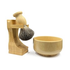 Shaving Brush Set, Pure Badger Shave Brush Bamboo Bowl with 2 in1 Shaving S...