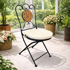 Edler Mosaik Klappstuhl Mosaikstuhl Gartenmöbel mit Stuhlpolster beige