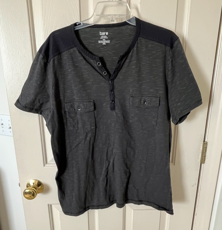 Bar III Short Sleeve 5 Button Black Shirt XXL