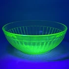 Vintage Uranium Glass Anchor Hocking Berry Bowl 4" Depression