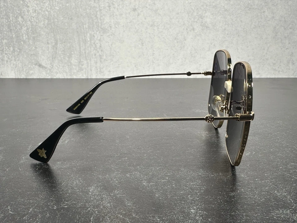 GUCCI MULTICOLOR GG LOGO SQUARE SUNGLASSES GG0414S GOLD 003 0414S! SHIPS TODAY! - Image 4 of 4