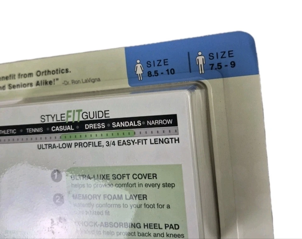 Conjunto de 2 pares de inserções de sapatos ortopédicos Orthera, para homens 7,5-9 ou mulheres 8,5-10 - Imagem 3 de 4