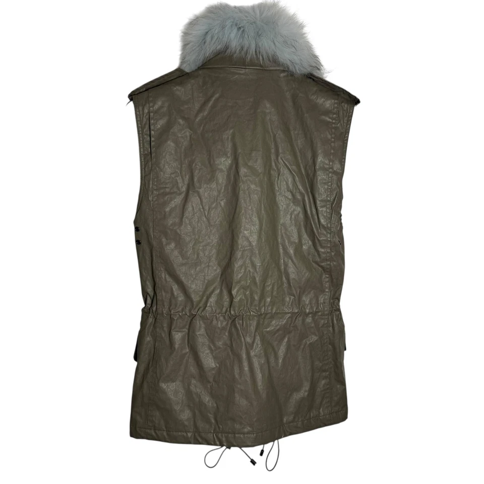 SAM. Chaqueta chaleco militar New York para mujer con ribete de piel de mapache verde militar talla XS Foto 3 de 4