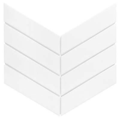 Französisches Fischgrätmuster Mosaik Fliese DUNIN Royal Chevron White matt