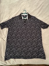 FJ FootJoy Men's XL Polo Shirt Black Lines Golf Performance Short Sleeve