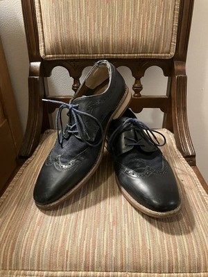 Call it Spring Sz 10 Men Blue Suede Brogue Derby Dress Shoes Rubber Outsole