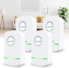 4 Pack Stop Watt Energy Saving Device-Power Saver, White ABS Material 2 Outlets 