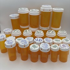 Lot 29 x Prescription Rx Pill Bottles Empty Amber Craft Storage Mixed Sizes
