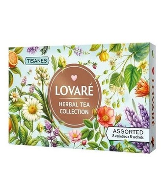 LOVARE Sortiment Kräuter Herbal Tee Collection 8 verschiedene Sorten 64 Teebeute