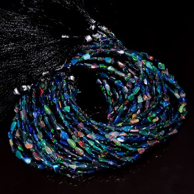 Black Ethiopian Opal Gemstone Tumbled Smooth Beads 4X3 10X6 mm Strand 8'' AB-709