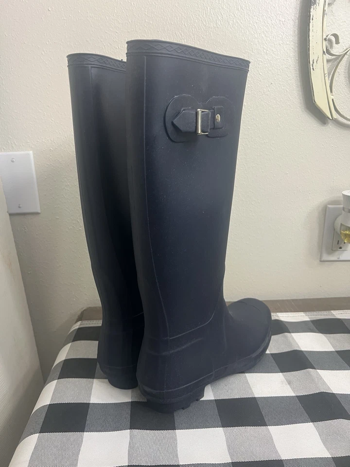 Forever Mujer Azul Marino Botas de Lluvia Alta 15.5” Talla 8 1/2 Valentina-02 Foto 4 de 4