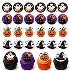 Pack of 24 Halloween Edible Cupcake Toppers, 4 Designs 4cm Wafer Decorations Set
