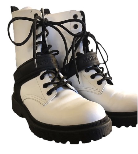 RARE MONCLER Boots - White Calypso Combat Boot - Women’s Size 7 (EU 38)