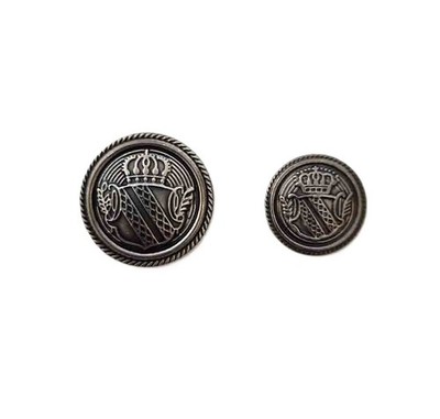 Two Palm Beach Replacement Blazer Buttons Gray Crown Shield Brass
