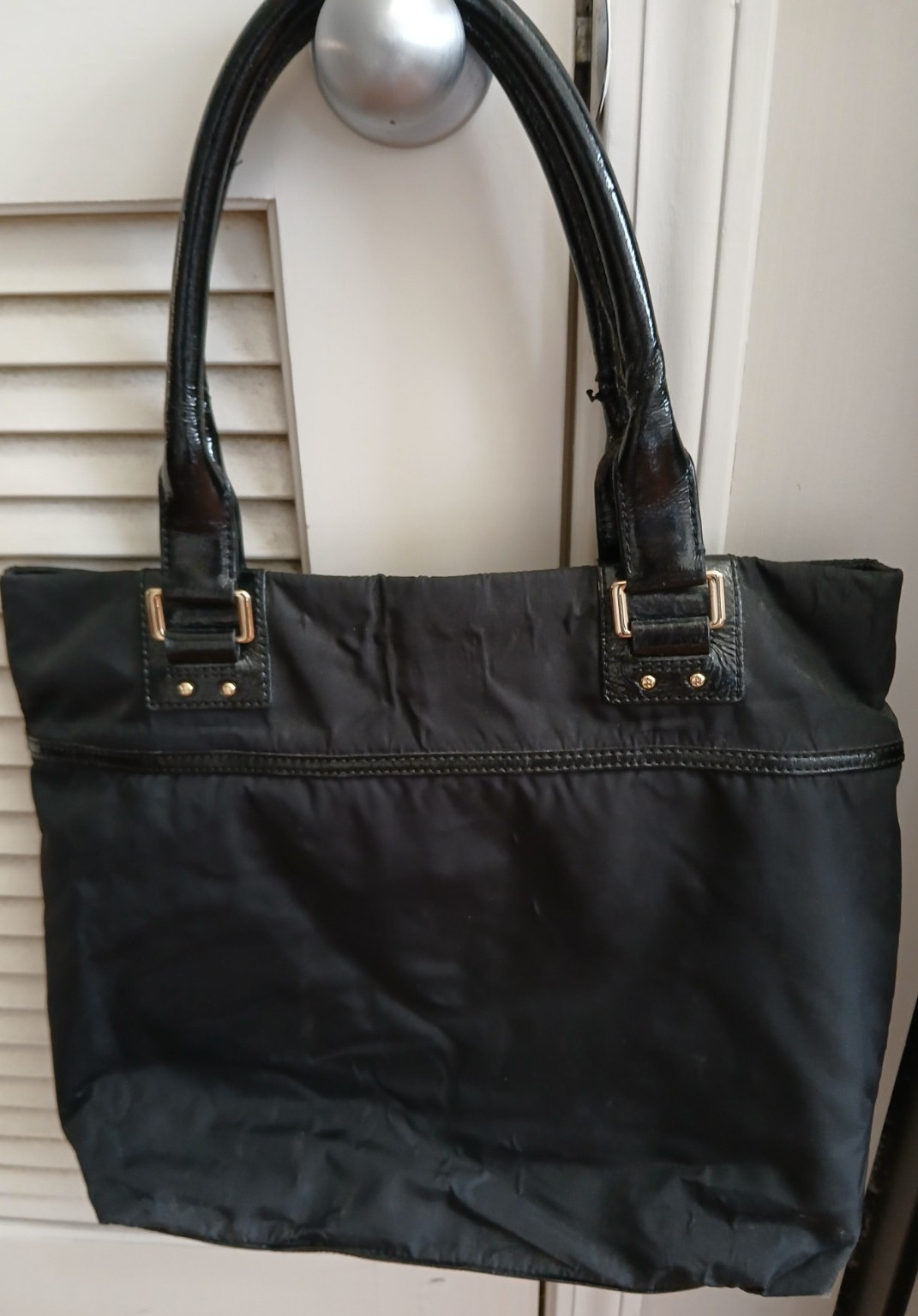 Kate Spade Blakely Black Nylon Faux Patent Leather Tote Bag - Large thumbnail 4