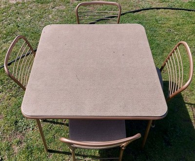 Vintage Mid Century Hamilton Cosco Folding Card Table & Chair Set