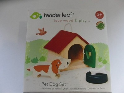 DOG Set TENDER LEAF Hunde Hundehütte Holz nachhalt. Spielzeug Figuren Tier OVP