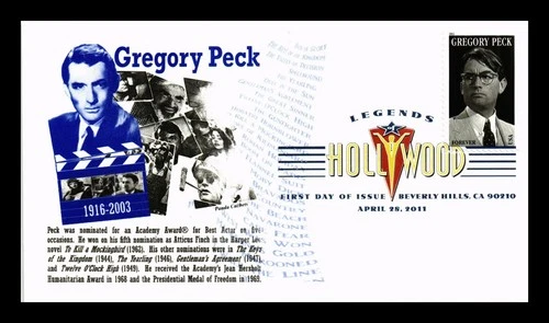 US COVER GREGORY PECK LEGENDS OF HOLLYWOOD FDC PANDA THERMOGRAPHED CACHET