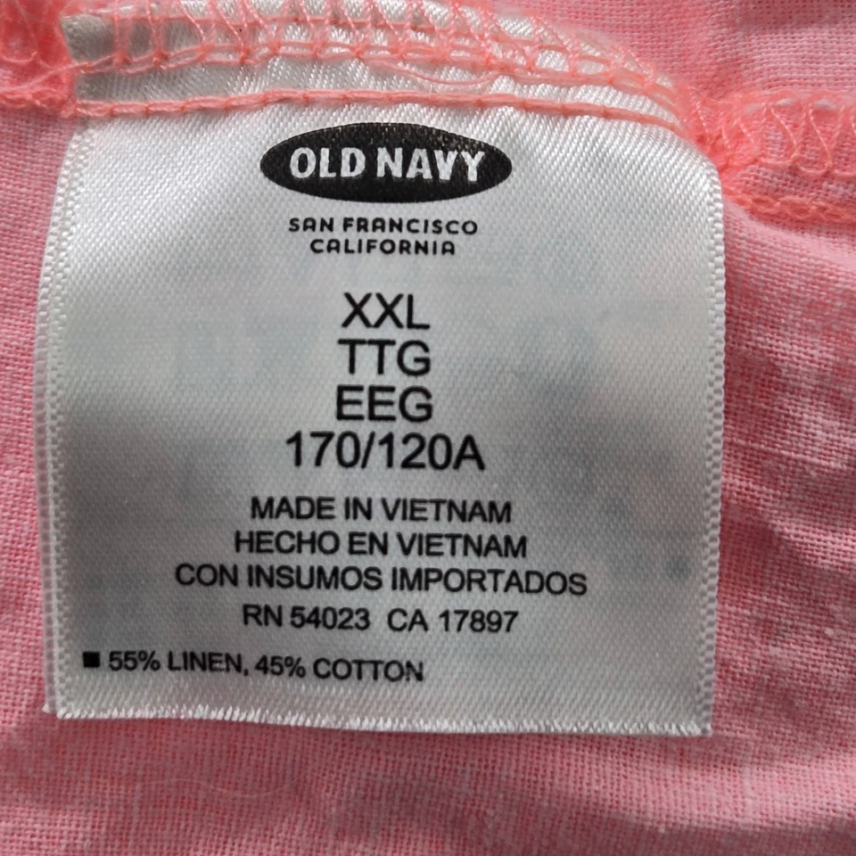 Old Navy Women Button Up Shirt XXL Pink Cotton Linen Boyfriend Collared - Image 3 of 4