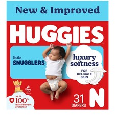 Huggies Size Newborn Diapers, Little Snugglers Baby Newborn, White