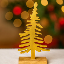 Vintage Metal Wood Christmas Tree Handmade Go...