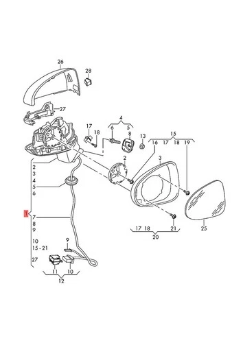 Genuine Exterior Mirror Mounting With Electric Adjusting Unit 8V5857409AA9B9