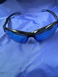 New Sunglasses Sporty Wrap Around Black And Blue Frame Fast Shipping