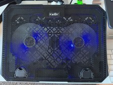 KeiBn Dual Fan Laptop Cooling Pad Adjustable Stand Blue LED Tested Works
