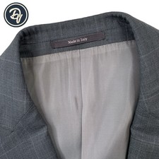 Mens 44 L Ermenegildo Zegna " Trofeo 600 " Charcoal Grey Windowpane Blazer