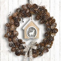 20 Servietten Pine Cone Wreath - Hirsch Im Zapfenkranz 33X33Cm