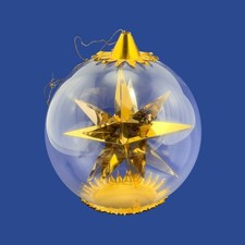 Resl Lenz Christmas Ornament Mid-Century 4 1/2" Glass Ball Gold Silver Foil Star