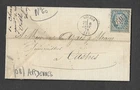 ARDENNES - LETTER WITH NO. 60 LARGE NUMBER STAMP VOUZON