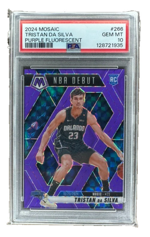 2024 Panini Mosaic Tristan Da Silva #266 Purple Fluorescent /249 RC SP PSA 10