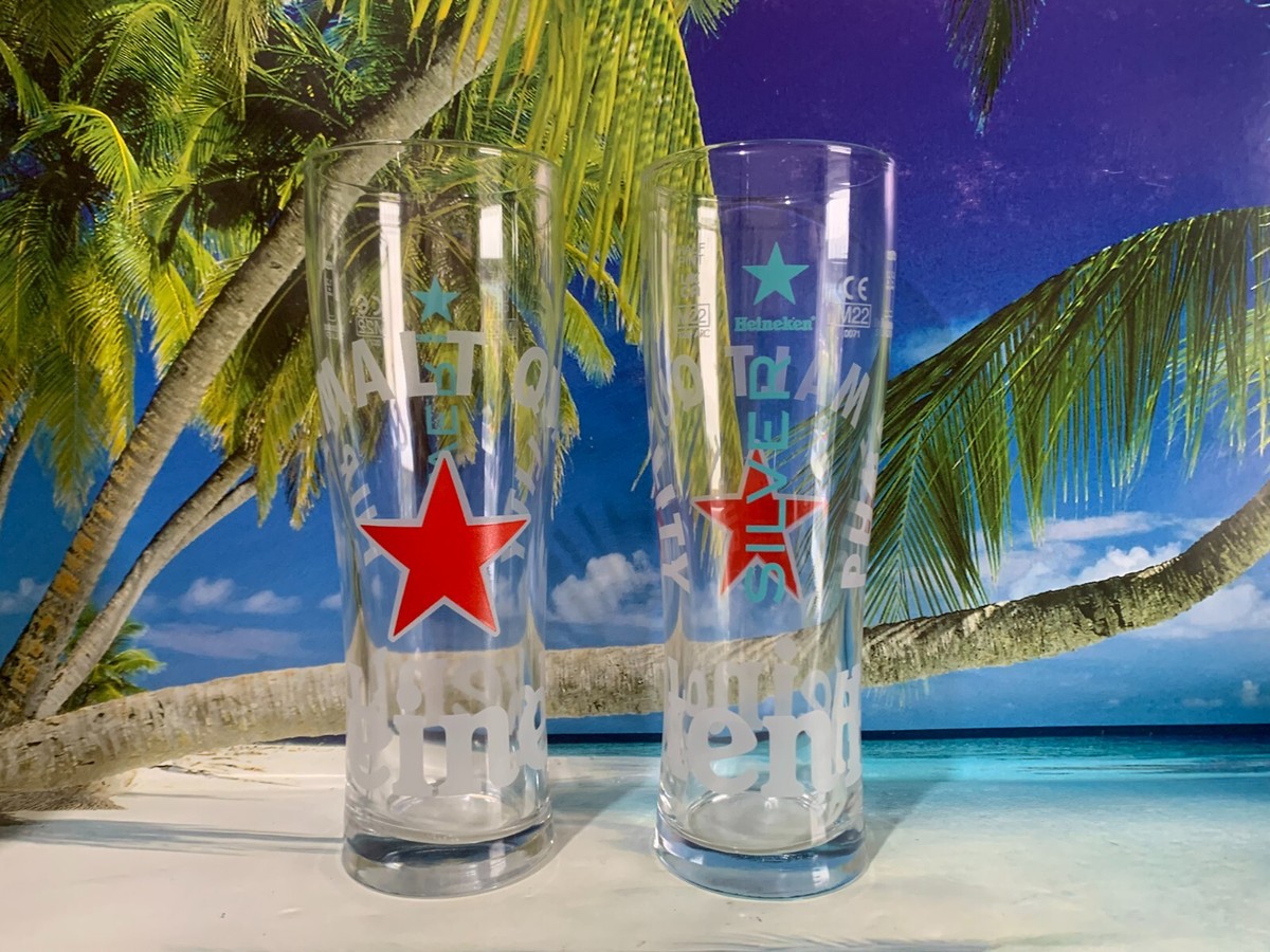 2x Heineken Silber Half Pint 10oz Bier Grün Glas Geprägt Brandneu CE