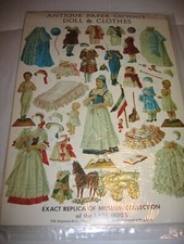 Antique Paper Cut Out Paper Doll Clothes Shackman Replica Of Museum 1800s #1977S