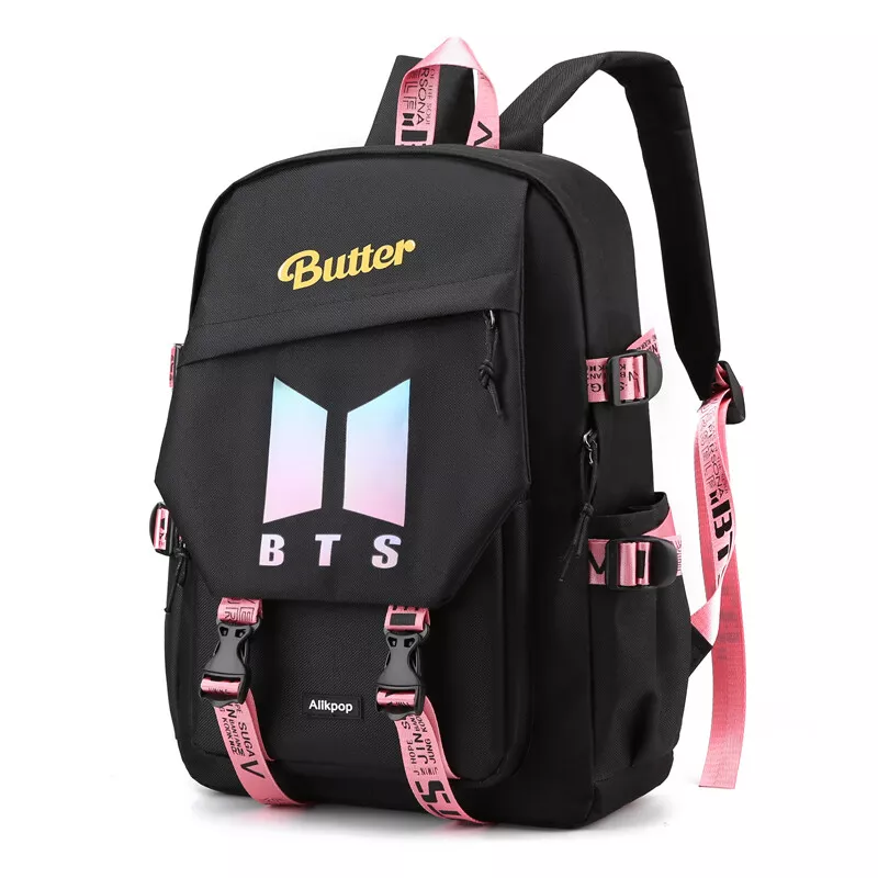 BTS Butter School Backpack Book Bag with free BTS necklace