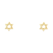 Ioka - 14K Yellow Gold Jewish Star of David Studs Post Push Back Earrings