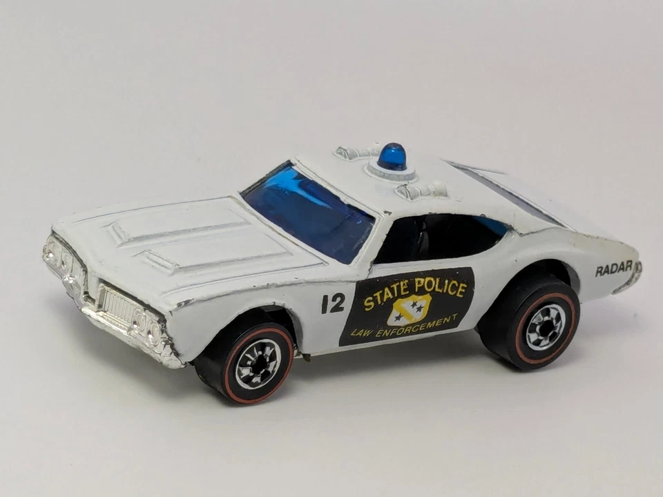 Vintage Hot Wheels Redline 1969 Olds 442 State Police Hong Kong Blue Dome Light - Image 4 of 4
