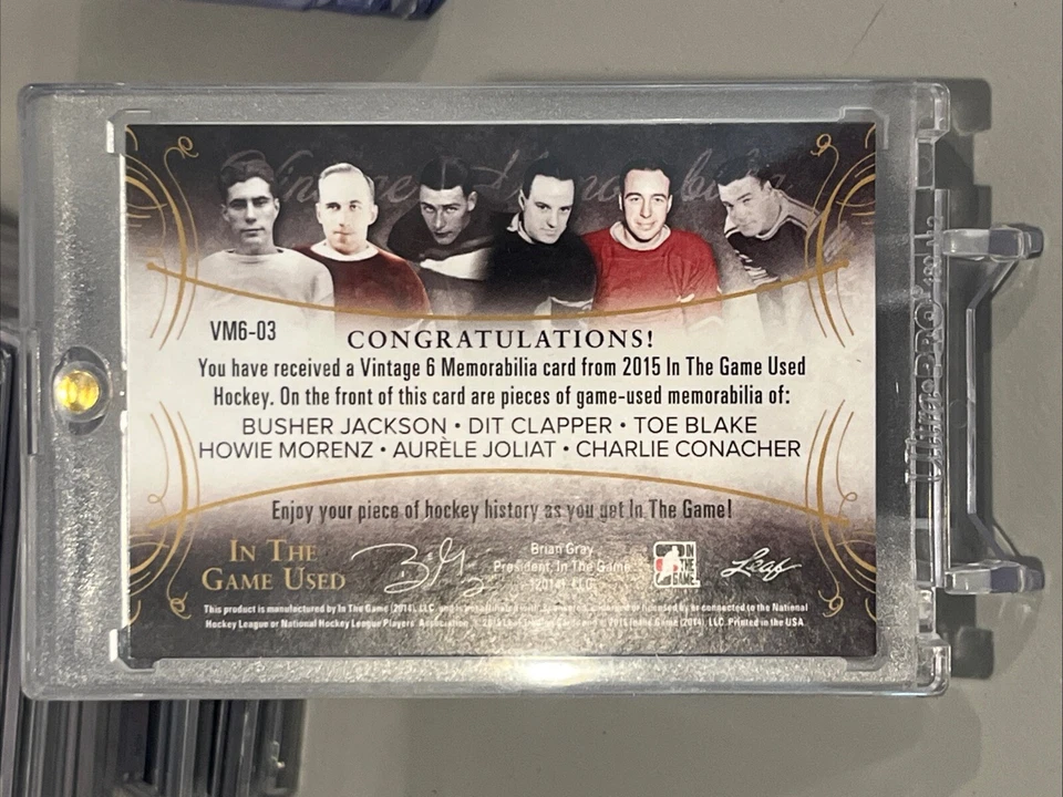 2015 In The Game Hockey - Vintage Memorabilia/8 Morenz, Clapper, Blake, Joliat + - Image 2 of 2