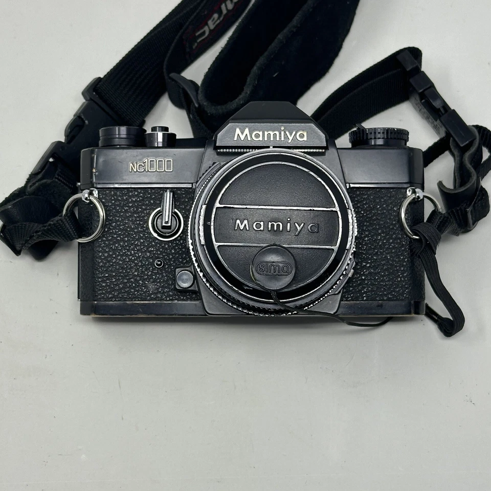 Mamiya NC1000 35mm SLR Con CS 50mm f1.7 Lente Flash Correa Estuche Piezas O Reparación Foto 2 de 4