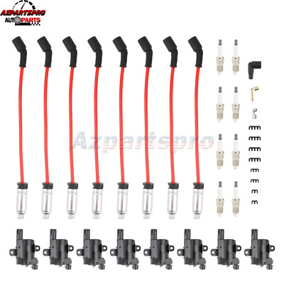 8-Pack Ignition Coil + Spark Plug + Wire Set For Chevy Silverado 1500/2500 & GMC - UF262