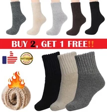Women's Soft Boot Wool Socks Winter Solid Thick Warm Socks Cozy Crew Socks USA